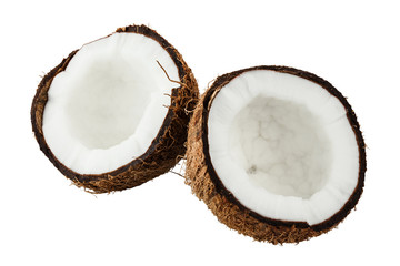 two halves coconut isolated