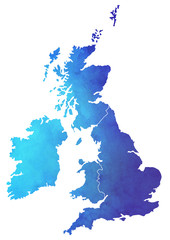 Großbritannien Karte Aquarell