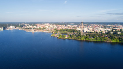 Fototapeta na wymiar Top view of the Tampere city at summer