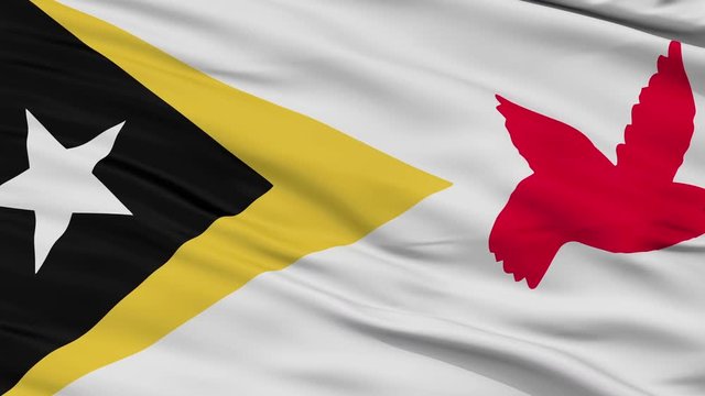 Baucau closeup flag, city of East Timor, realistic animation seamless loop - 10 seconds long
