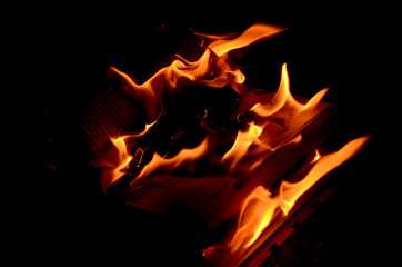 Bright flame on a black background