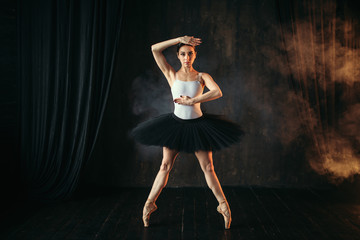 Elegance ballerina in action on theatrical stage