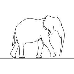 Naklejka premium Continuous line Elephant walking symbol Vector