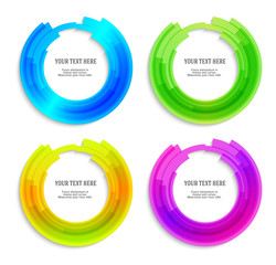 Set Label blank template Blurry gradient lines circle ring09