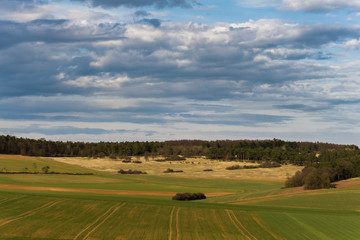 Naklejka premium Landscape in the surroundings of the Rhön mountains near Bad Kissingen in Germany.