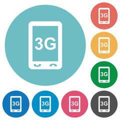 Third generation mobile connection speed flat round icons