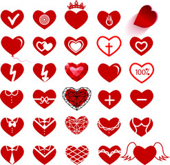  Patern with hearts. A set of different hearts.