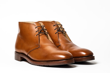 Classic brown Men's  shoes isolated on white background