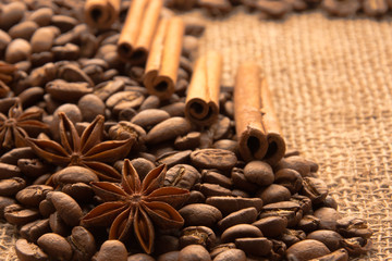 сoffee-way;anise sprockets;roasted coffee on burlaph;