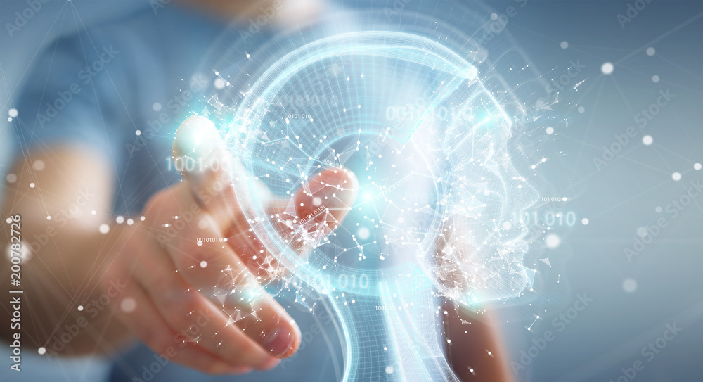 Fototapete businessman using digital artificial intelligence interface 3d rendering