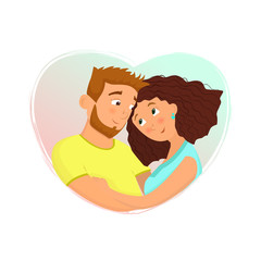 Man and woman in love. St. Valentine's day cartoon vector illustration.