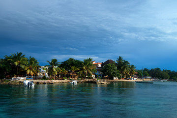 Saona Island coast with hotels view from water