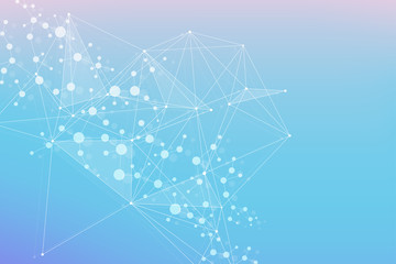Structure molecule and communication. Dna, atom, neurons. Scientific concept for your design. Connected lines with dots. Medical, technology, chemistry, science background. illustration.