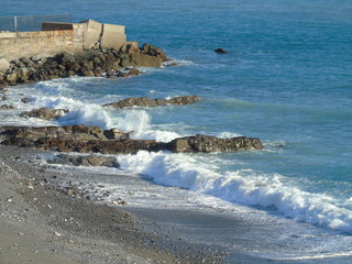 Beautiful caption of the sea from Portofino in winter days with some clouds