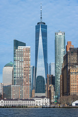 Fototapeta premium Manhattan skyline from water, NYC