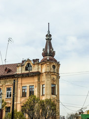 Fototapeta na wymiar Lviv old architecture cityscape in the spring season