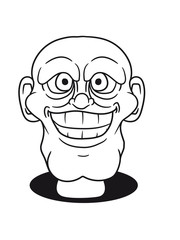 gesicht kopf loch boden glatze grinsen verrückt wahnsinnig lustig cool comic cartoon clipart