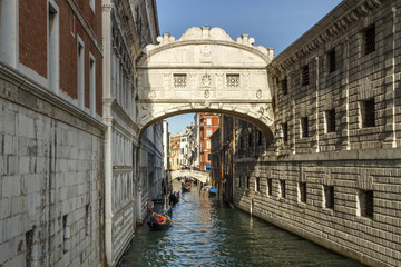 Fototapeta premium Gondolas in the canals of Venice, Italy, 2016