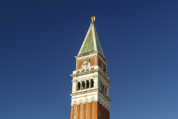 Fototapeta na wymiar St Mark's Campanile (Bell Tower) in Venice, Italy, 2016