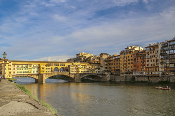 bridge with houses on the river, florence