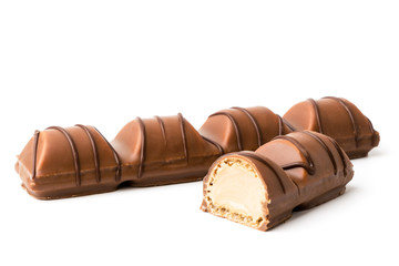 Chocolate bar on a white background, isolated.