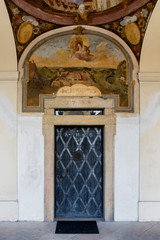 The historic door of the Benedictine monastery on the White Mountain in Prague