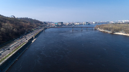 Fototapeta na wymiar Aerial view of the Parkoviy bridge.