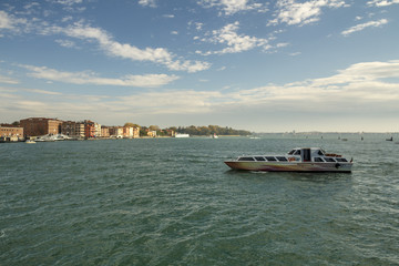 Obraz premium Water taxi commuting in Venice, Italy, 2016
