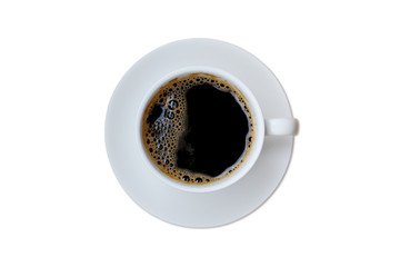 Cup of coffee over the top view