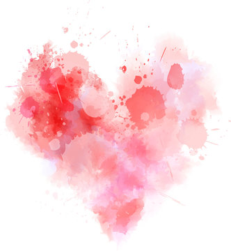 Red abstract watercolor heart