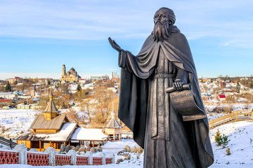 Obraz premium Monument to the Holy Paphnutius (Pafnutiy) Borovsky in Borovsk, Russia 