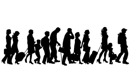Obraz premium Vector silhouette of group of people on white background.