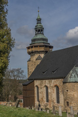 Fototapeta premium Church in Horni Slavkov town in spring time