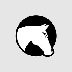 Horse head logo. Black and white color.