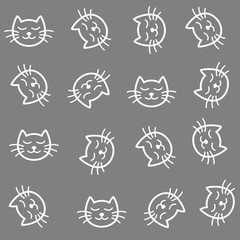 Naklejka premium Cats seamless pattern. Cute calm cats cartoon.