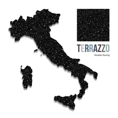 Poster Vector illustration of Italy map filled with Terrazzo flooring pattern. Classic italian type of floor in Venetian style © lalaverock