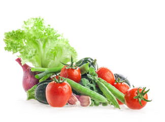 Different fresh vegetables isolated on white