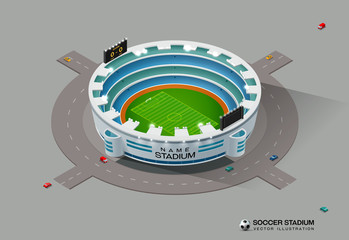 isometric soccer football stadium