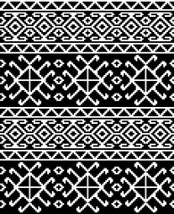 Seamless ethnic Georgian black and white pattern for background, textile.