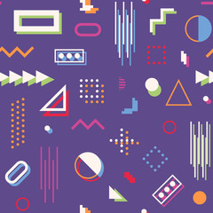 Memphis style abstract geometric seamless pattern. Composition 7