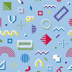 Memphis style abstract geometric seamless pattern. Composition 9