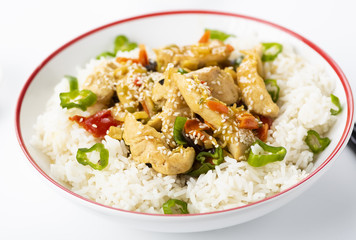 Fototapeta na wymiar rice with chicken and vegetables