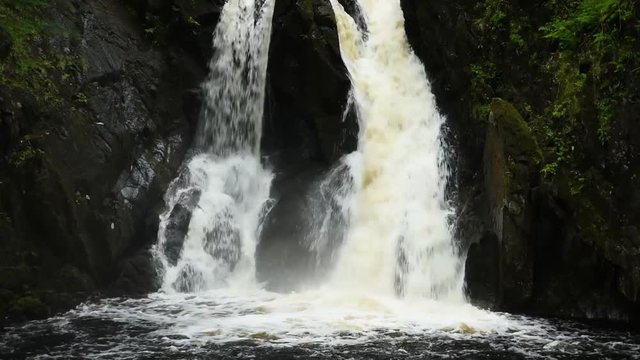 double waterfall in scottish highlands