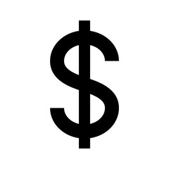 Us dollar currency symbol. Black silhouette American dollar sign.