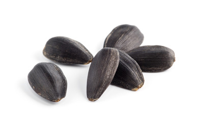 Sunflower seeds isolated on white background close up