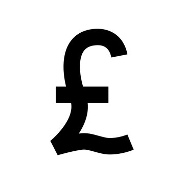 Uk pound currency symbol. Black silhouette British pound sign. Pound icon.