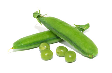 fresh green peas isolated on a white background
