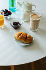 eating coffee croissant coffee