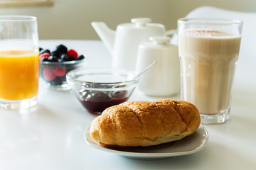 eating coffee croissant coffee