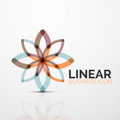 Outline minimal abstract geometric linear business icon made of line segments, elements